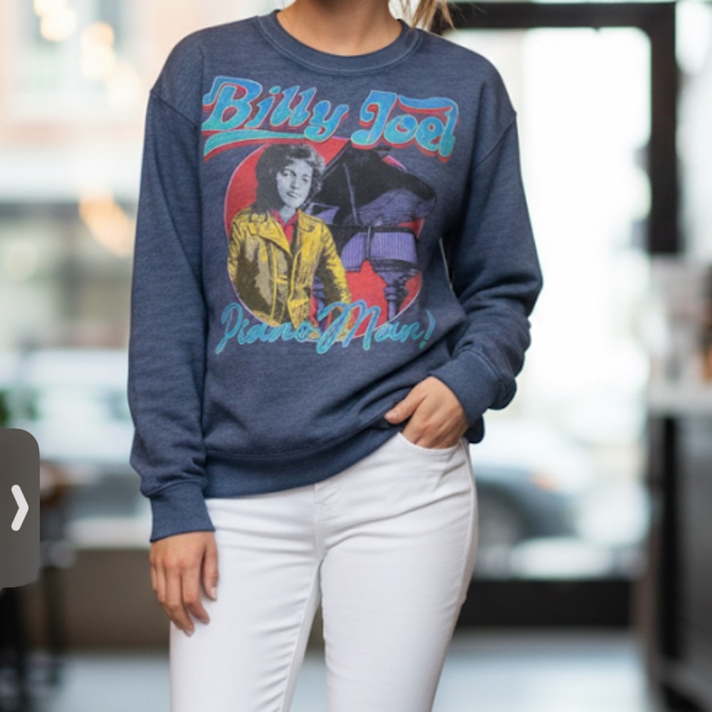 Blue Graphic Billy Joel  Sweatshirt - Picture 3 of 3